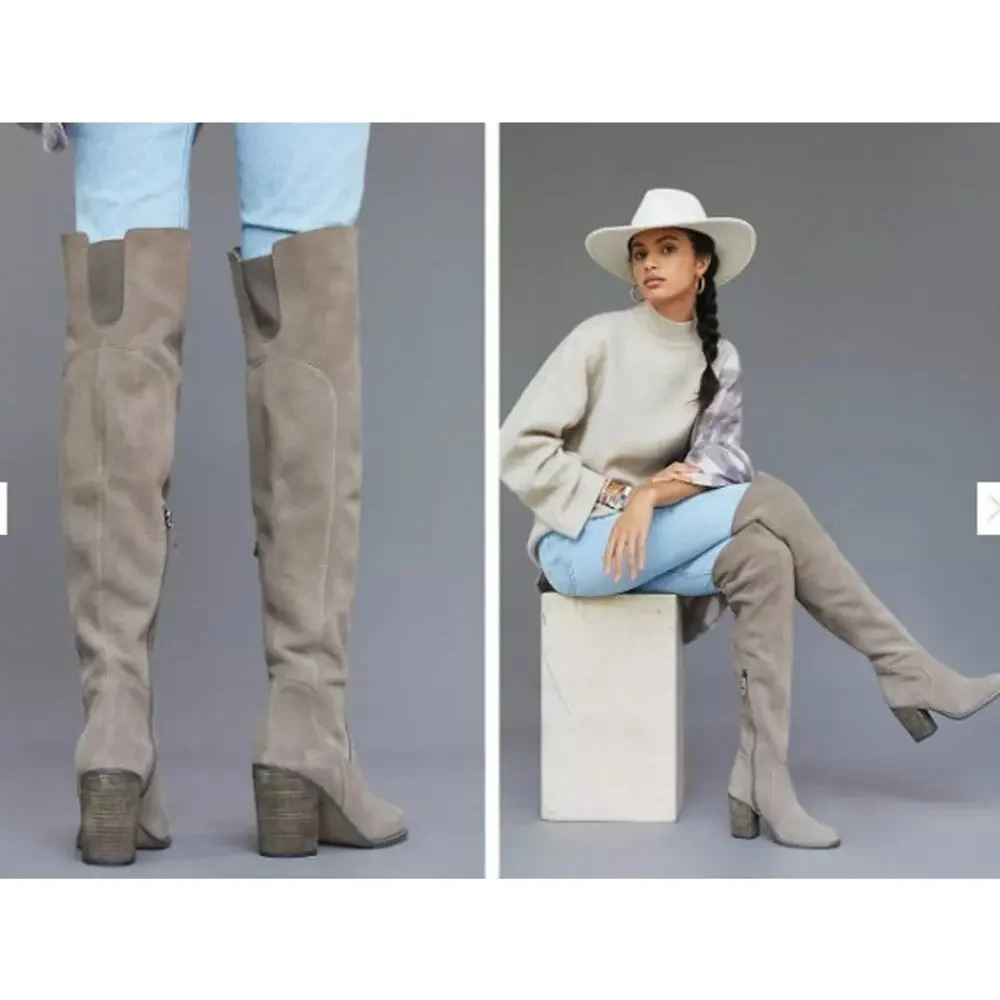 Kelsi Dagger X Anthropologie‎ Brooklyn Logan Over-The-Knee Boots Grey Size 8.5
